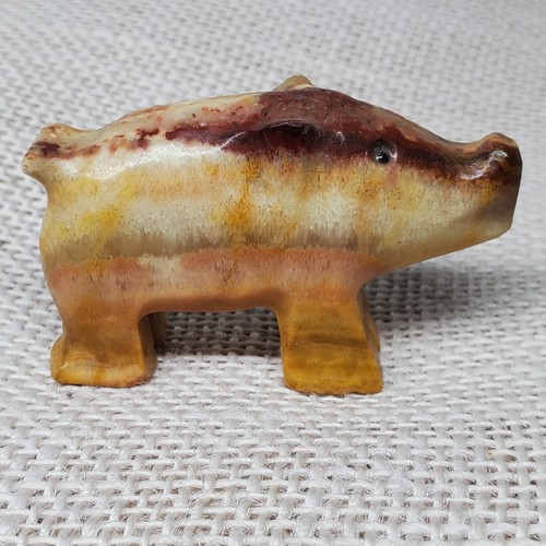 Onyx Red Snout Miniature Pig Figurine Symbol Of Abundance Of Life - Picture 2 of 5