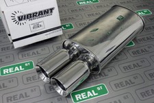 Vibrant Streetpower Oval Muffler W Dual 3.5 Round Straight Cut Tips 2.5 Inlet