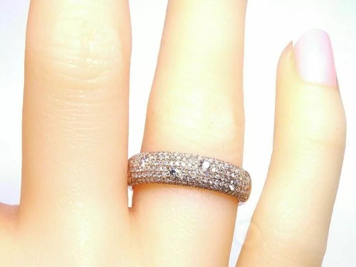 2CT Diamond Lab-Created Cluster Eternity Wedding Ring Band 14k Rose Gold Finish - Picture 4 of 6