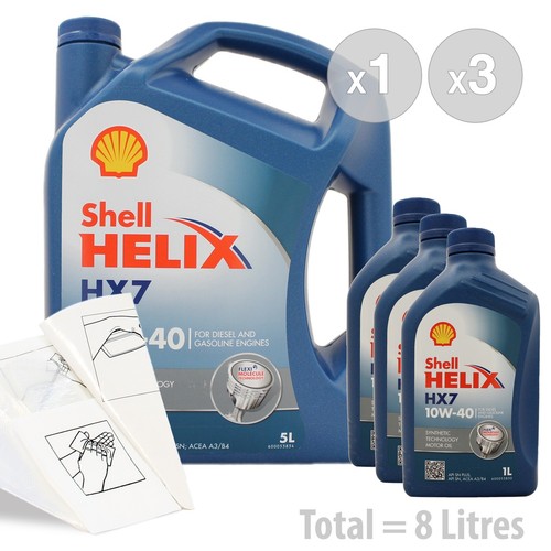 Car Engine Oil Service Kit / Pack 8 LITRES Shell Helix HX7 10W40 8L eBay