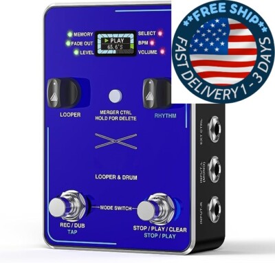 Pedal de looper de tambor 2 en 1, máquina de ritmo de pedal de loop de guitarra.