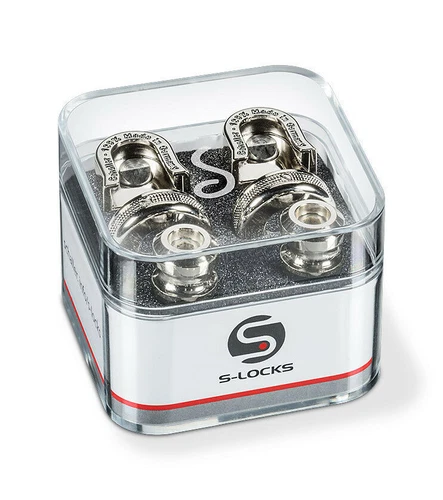 Genuine Schaller NICKEL S-Lock Guitar Strap Locks Pair/Set, Made in Germany