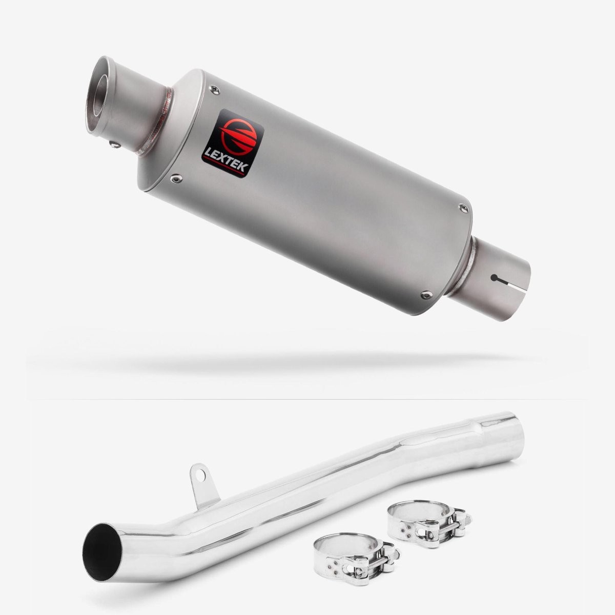 Lextek Stainless Steel GP1 Matt 240mm Exhaust with Link Pipe Silencer Chrome