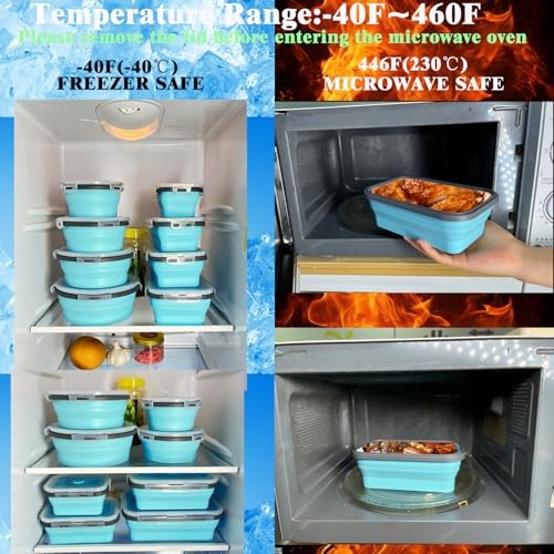8 Collapsible Food Storage Containers With Lids, Rv Collapsible Bowls, - Picture 7 of 8
