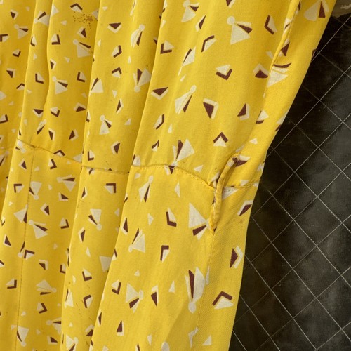 Vintage 1930s Yellow Cold Rayon Geometric Art Deco Print Dress Midi - Picture 10 of 20
