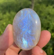 Rare Rainbow Moonstone Crystal Palm Stone Moonstone Crystal Tumbled Stone