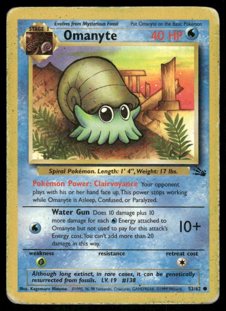 Omanyte 52/62 Fossil Pokemon TCG trading card