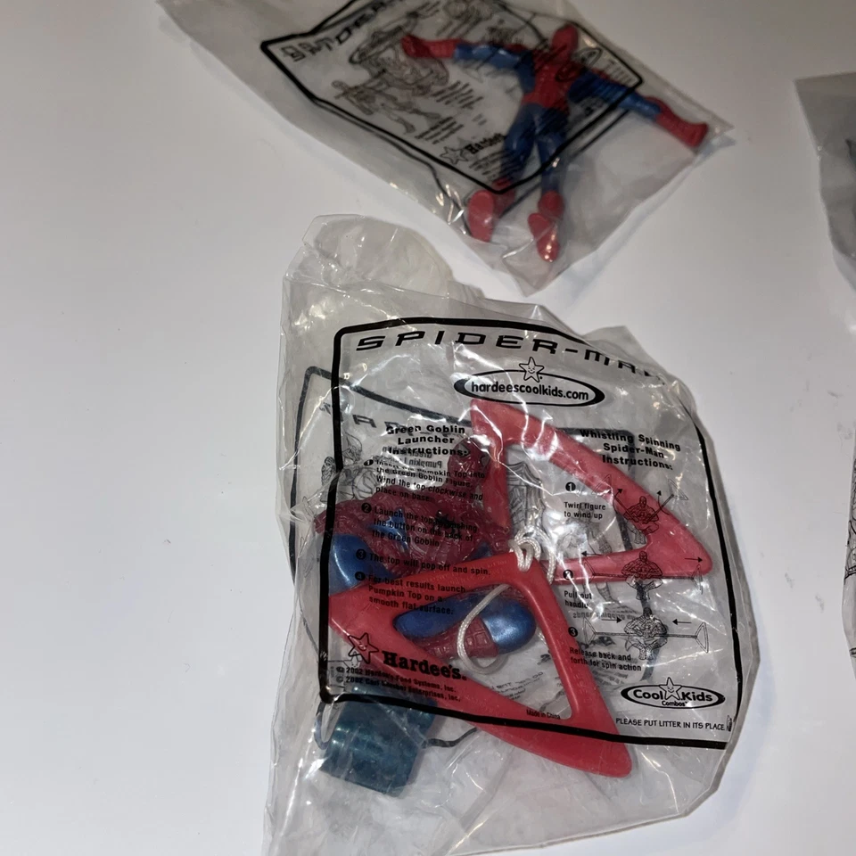 Spider-Man Juego de Juguetes (4) Película Original Marvel Sony Carls Jr Hardees 2002 NIOP Foto 2 de 4
