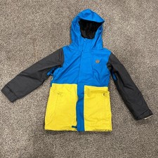 Volcom Kids Sz Medium Long Woodland Insulated Ski Snowboard Blue Yellow Jacket