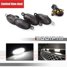 Smoked Lens Amber/White LED Grille Marker Lights Kit with Wiring Harness for