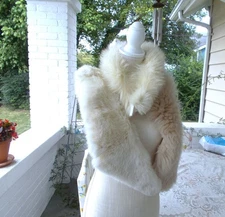 Vintage Bundle of Off White Fox Arctic Fox and Lamb Sheep Fur Collars Lovely