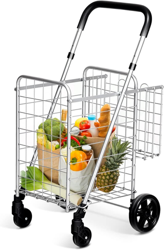 Carrello Della Spesa Pieghevole Falytemow Con Ruote, Borsa In Tessuto Oxford Impermeabile, Manico Telescopico. Capienza 41L, Pratico E Leggero.