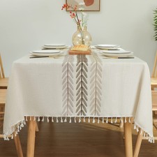 Rustic Cotton Linen Table Cloth,Tablecloths for 6 Foot Rectangle Tables,Water...