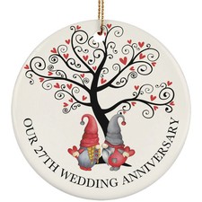 Funny Gnome Couple 27 Years Ornament Our 27th Wedding Anniversary Christmas Gift