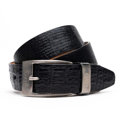 Giovanni Genuine Exotic Lizard Ring Ciman Belly Belt Black