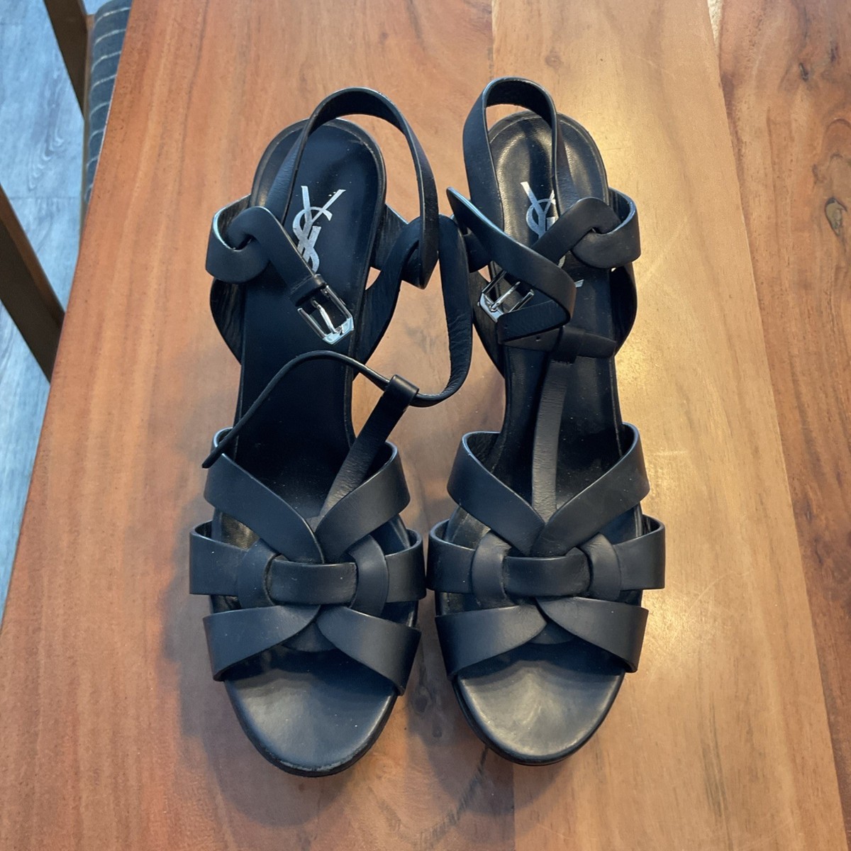 YSL Yves Saint Laurent Tribute platform shoes Ankle Strap Sandals heels 40