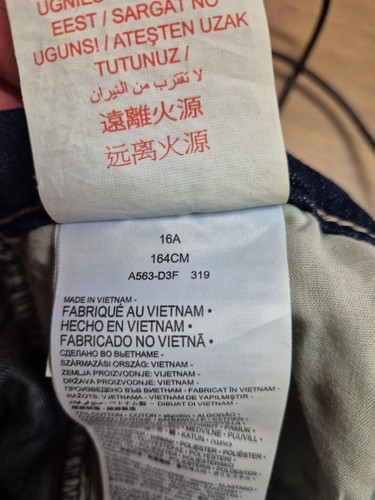 Levis 710 Jeans Blue Denim Super Skinny Adjustable Glitter W28 L30 New Age 16 - Foto 6 di 6