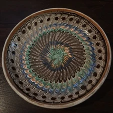 Romanian Horezu Ceramic Dish Clay Decorative Plate Handmade Pottery 7”