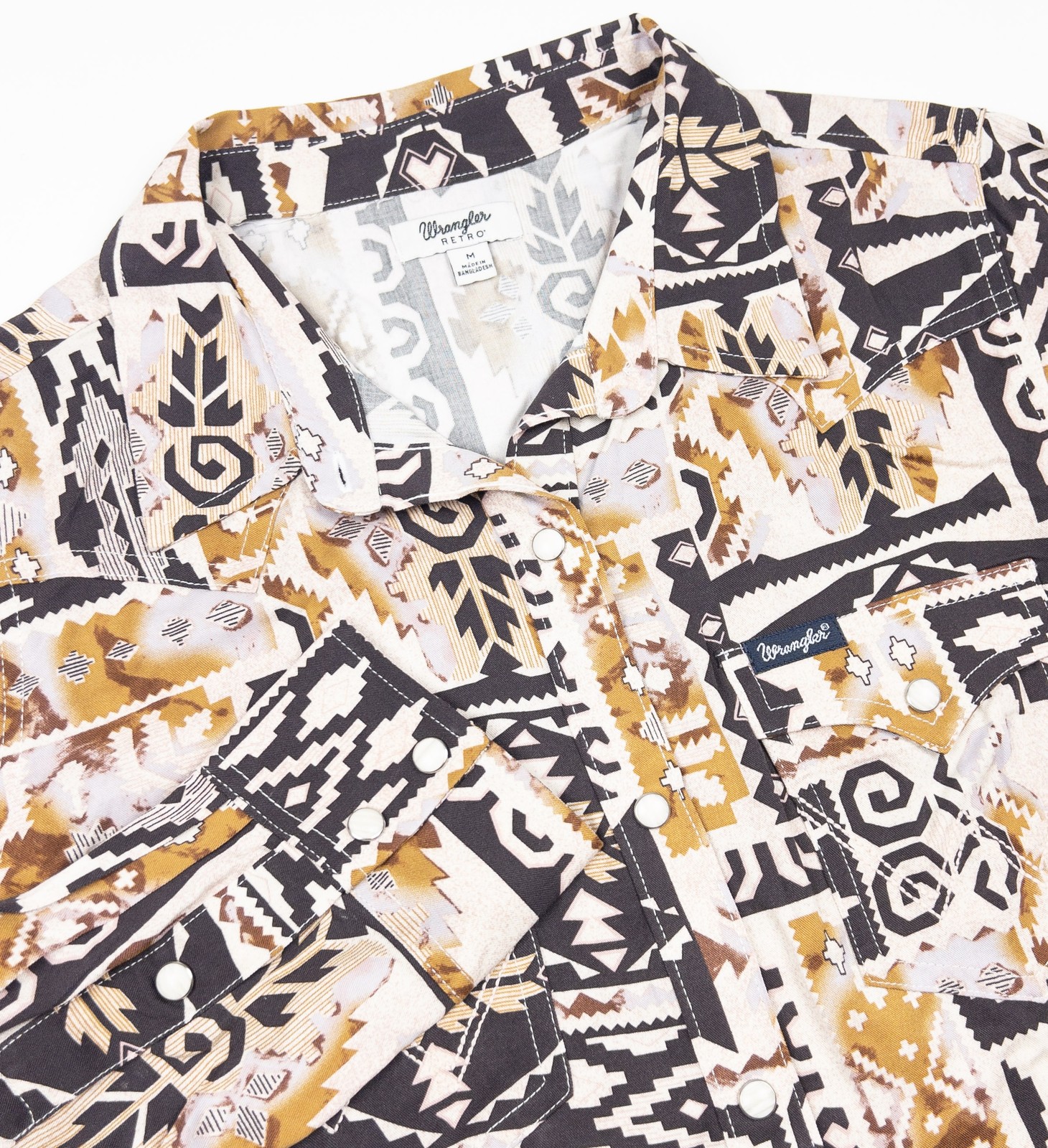 Wrangler Retro Pearl Snap Shirt Women's Medium Aztec Southwestern Print Rayon