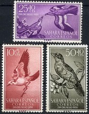 Spanish Sahara 1958 Hoopoe Lark MNH (SC# B50-B52)