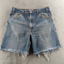 Vintage Y2K Levis Shorts 36 Fits 32 Blue Light Wash Faded 540 Relaxed Cut Off