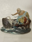 ANTIQUE Chinese Qing Famille Rose MUSSELS & HERON Porcelain Statue As-is — photo 9