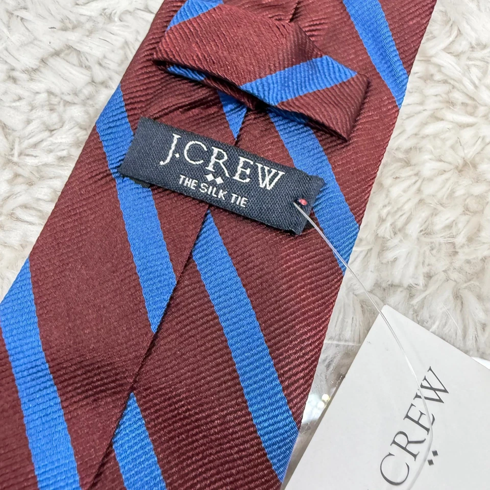 J.Crew 真丝领带全新带标签条纹领带商务面试正式蓝色学院 — 第 4/4 张图片