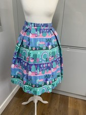 Lindy Bop Swing Skirt Size 10 Vintage Green Purple Kitchen Kitsch Pin Up 