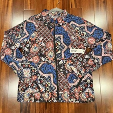 Zelos Multicolor Jacket Geometric Long Sleeve Zip Up Windbreaker Size Medium