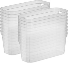 Clear Narrow Storage Bins with Handles - 16 Pack for Home Organization