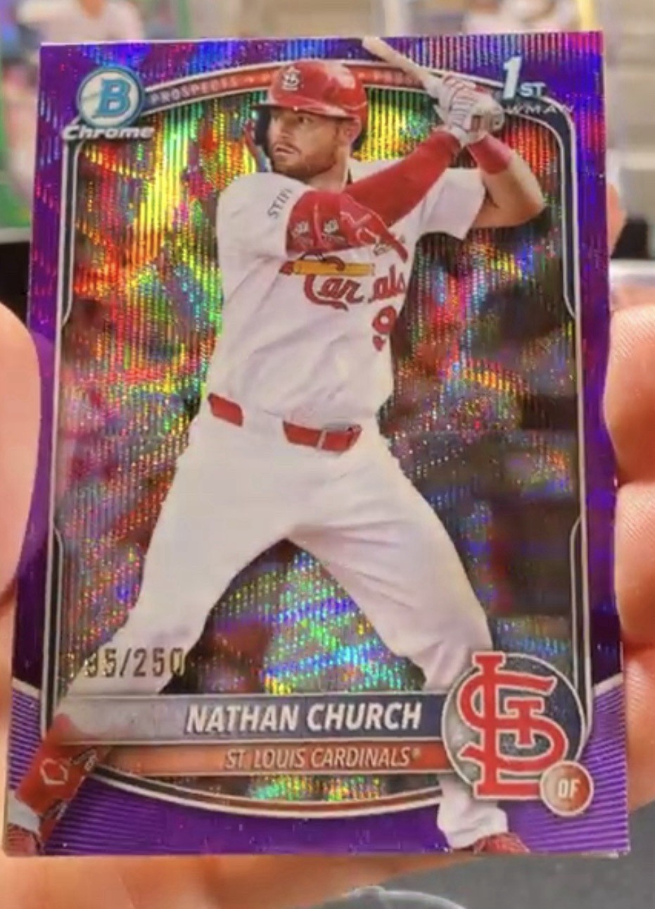 Nathan Church 2025 Bowman Chrome Purple Wave Refractor 1st RC RC /250