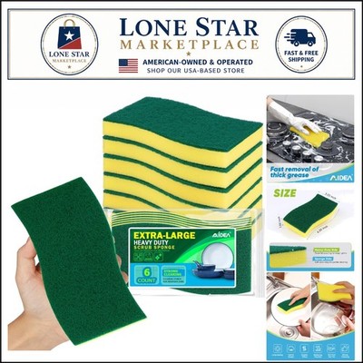 Industrial Strength XL Cleaning Sponges, 6 Pack - Perfect for Heavy-Duty Tasks