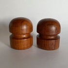 Vtg Mid Century Modern Teak Wood Danish Mushroom Shaped Salt and Pepper Shakers — photo 4