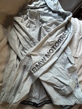 BMW Motorrad Motorcycle Waterproof Rain Jacket Grey Reflective Hooded 2XL