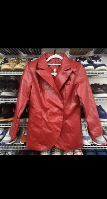 Buby's Italy Red Pleat Leather Blazer Coat And Shawl NWT S/M