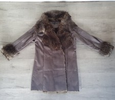 Joanna Hope Ladies Faux Suede Fur Charcoal Grey Coat/collar Size Uk16/eu44 Vgc
