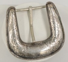 Vintage Sterling Silver Belt Buckle Overlaid Mexico "GM13" Southwest Taxco 925