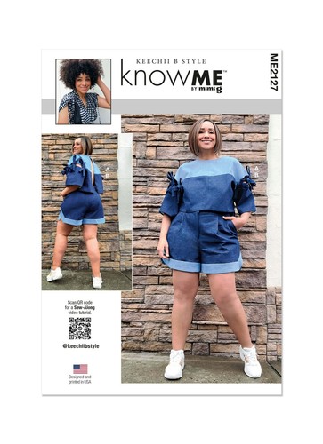 Know Me SEWING PATTERN ME2127 Misses/Womens Top With Detachable Sleeves & Shorts