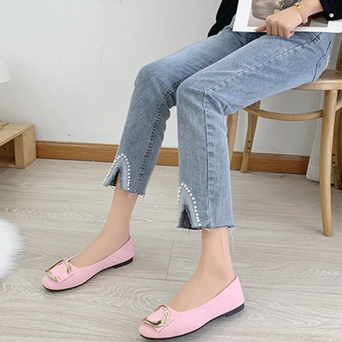 Women Flats Slip On Flat Shoes Formal Ladies Square Toe Classic Pumps Buckle - Bild 87 von 113