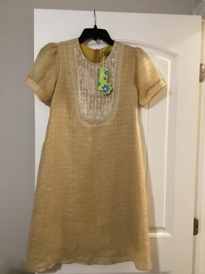 NWT $599 Beautiful Designer Ma mi Maternity Hand Sewn Embroidered Gold Dress  SM | eBay