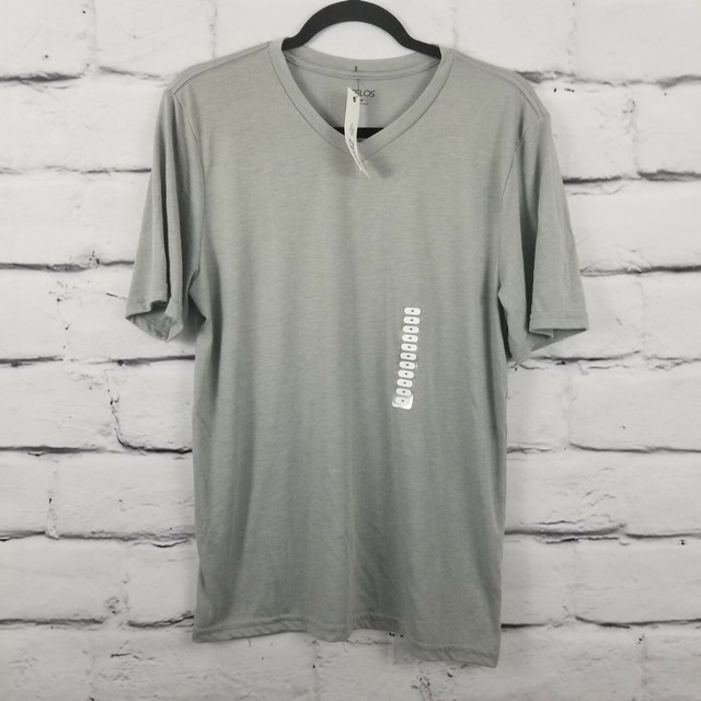 ZELOS Men's Size Medium Short Sleeve Tshirt V Neck Heathered Gray eBay