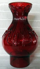 RUBY Princess Feather Glass oil lamp Chimney 3 inch base for #2 or #3 burner
