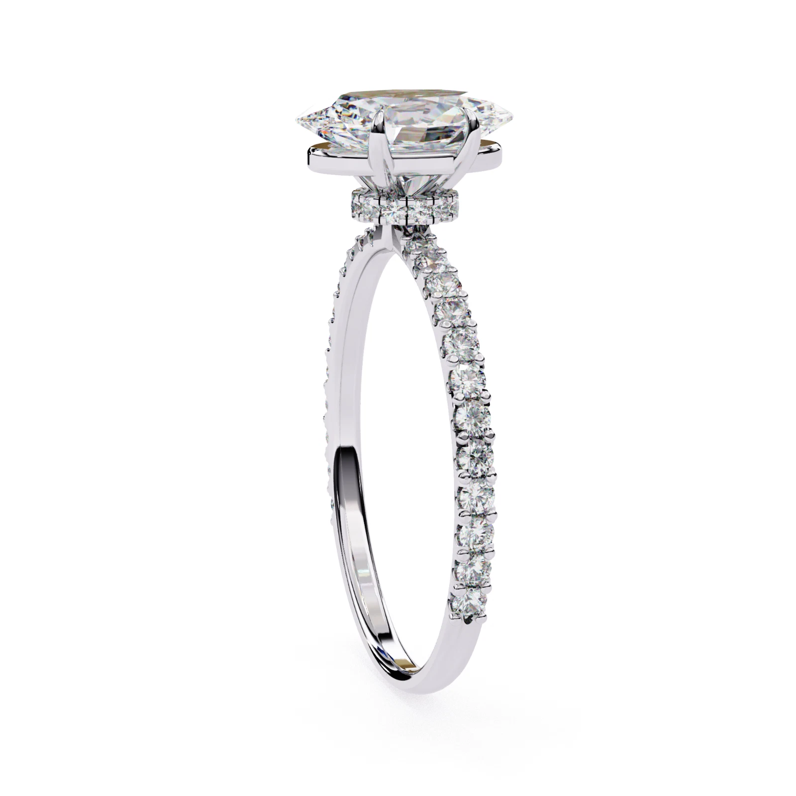 1.49 Ct Oval Lab Grown Diamond Ring IGI Certified 14k White Gold image-5