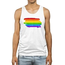 LGBTQIA+ Rainbow Brush Stroke Mens Vest LGBTQ Gay Pride Him grunge flag celeb...