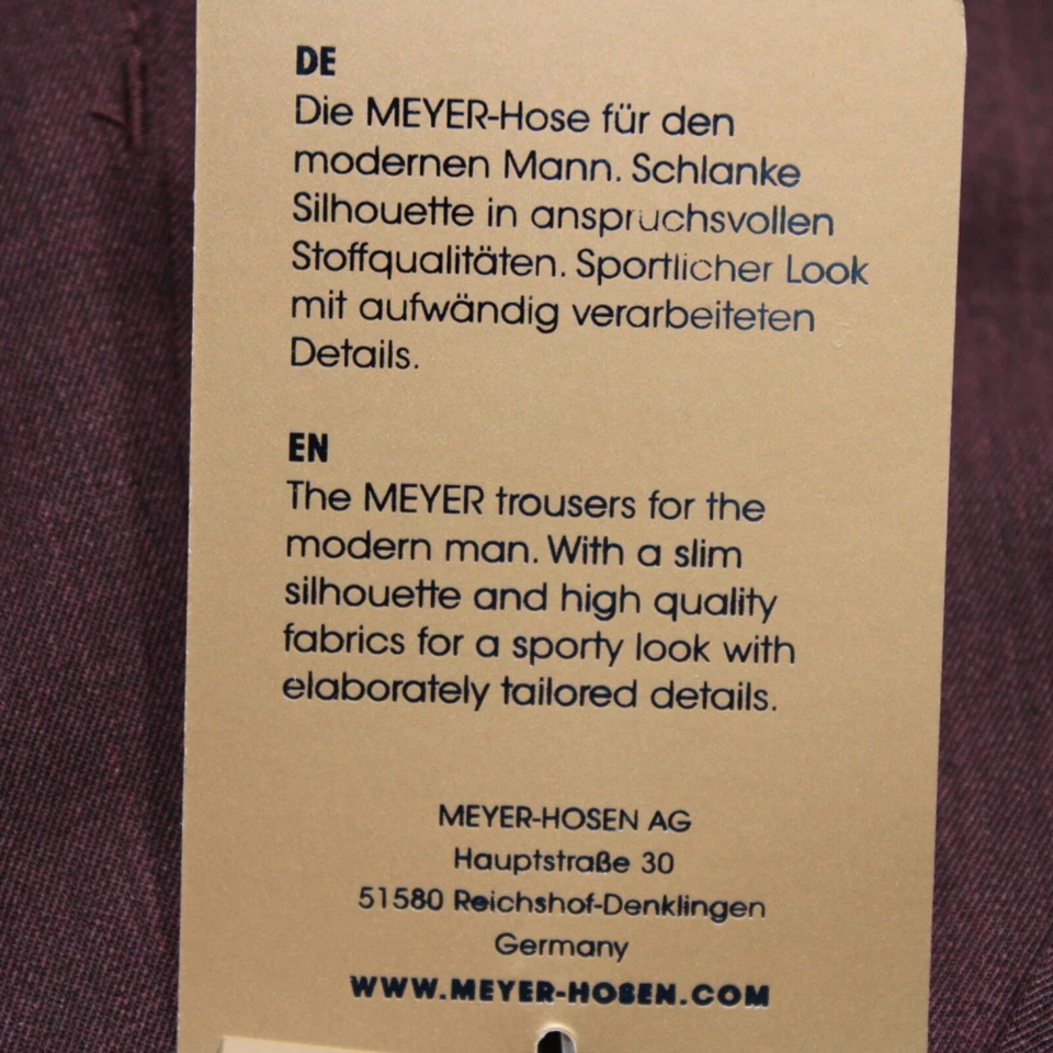 Meyer 全新带标签正装裤子 102 高(36 美国)波恩纯色紫色羊毛混纺 — 第 4/4 张图片