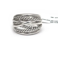 DAVID YURMAN New Ladies Crossover Wide Ring in Sterling Silver Size 9