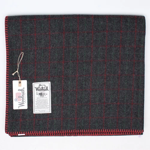 NWT Woolrich Malone Adirondack Plaid Blanket 60x72 Gray Red Green Wool Blend USA