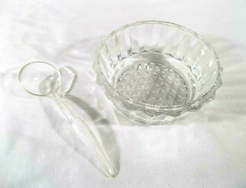 Vintage Kromex Clear Glass Dip, Sauce or Condiment Bowl with Acrylic Ladle - Picture 2 of 12