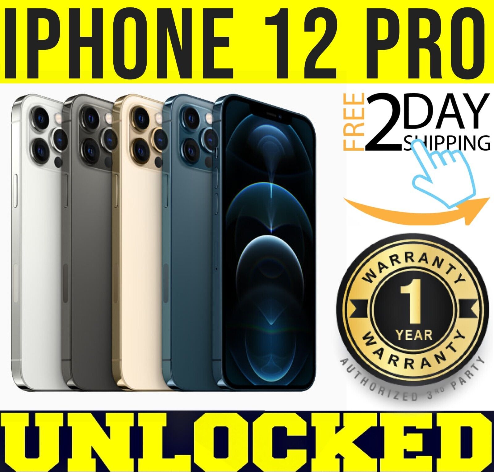 Apple iPhone 12 PRO 128GB │256GB│512GB (UNLOCKED) 🔋 100% BATTERY 🔋 ✤SEALED✤