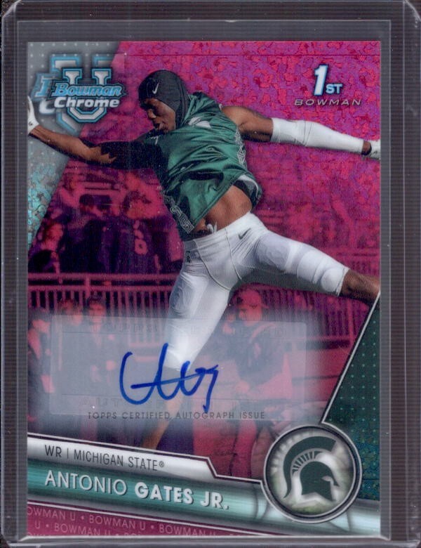 ANTONIO GATES JR 2023 Bowman Chrome University 1st Fuchsia Refractor Auto #/150
